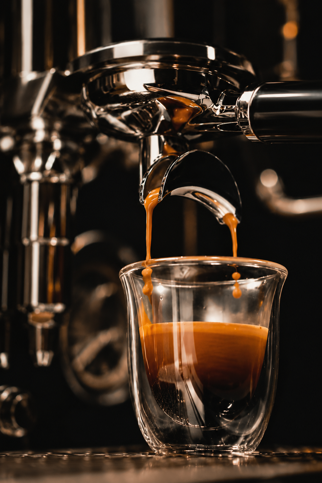 Espresso pulling into a glass